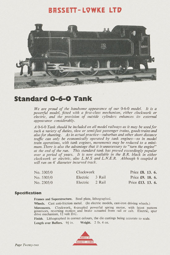 Bassett-Lowke Model Railway and Engineering catalogue 1959