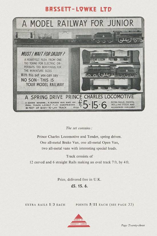 Bassett-Lowke Model Railway and Engineering catalogue 1959