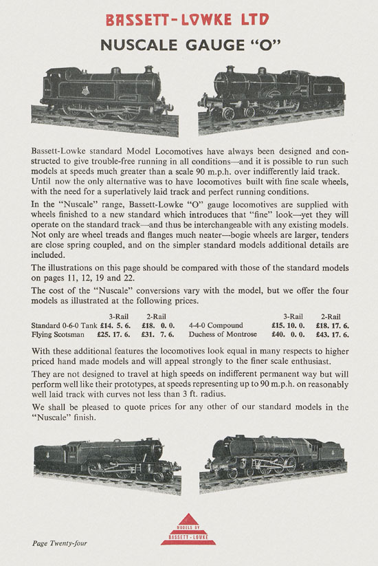 Bassett-Lowke Model Railway and Engineering catalogue 1959