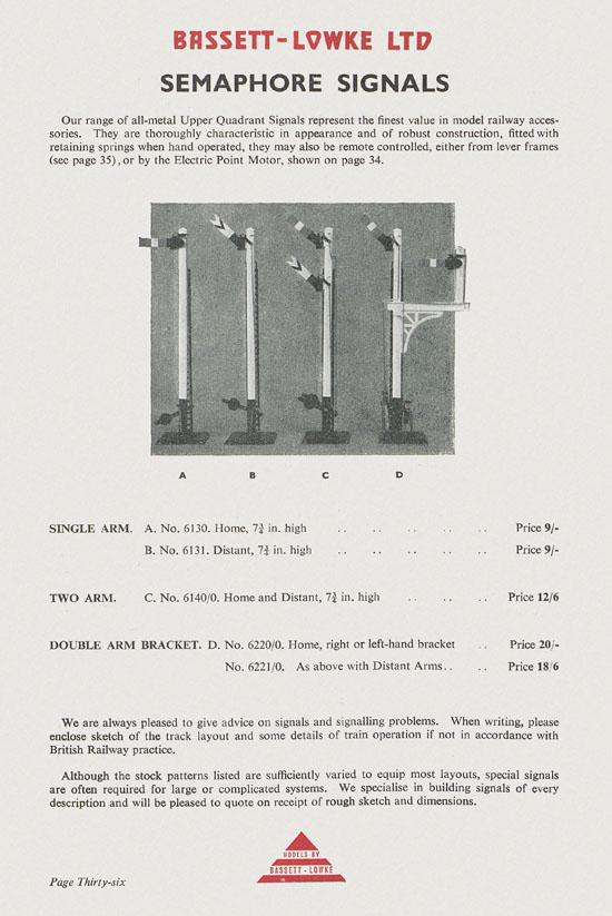 Bassett-Lowke Model Railway and Engineering catalogue 1959