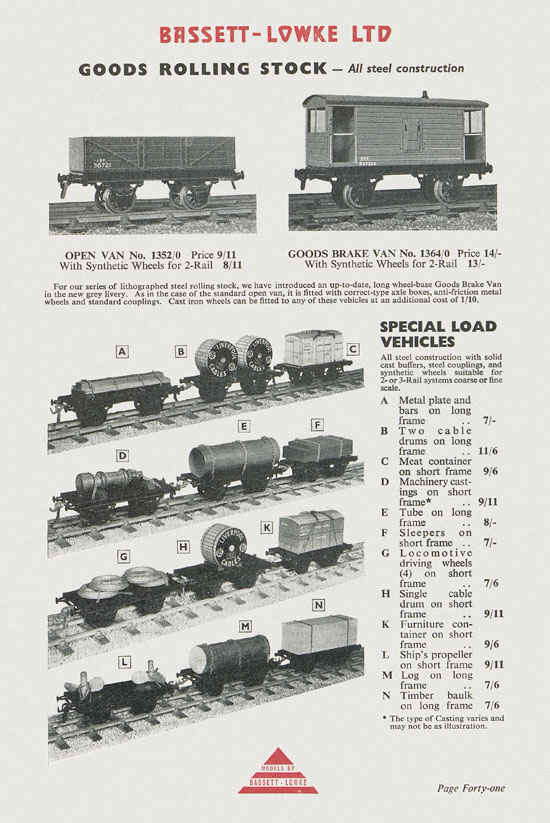 Bassett-Lowke Model Railway and Engineering catalogue 1959