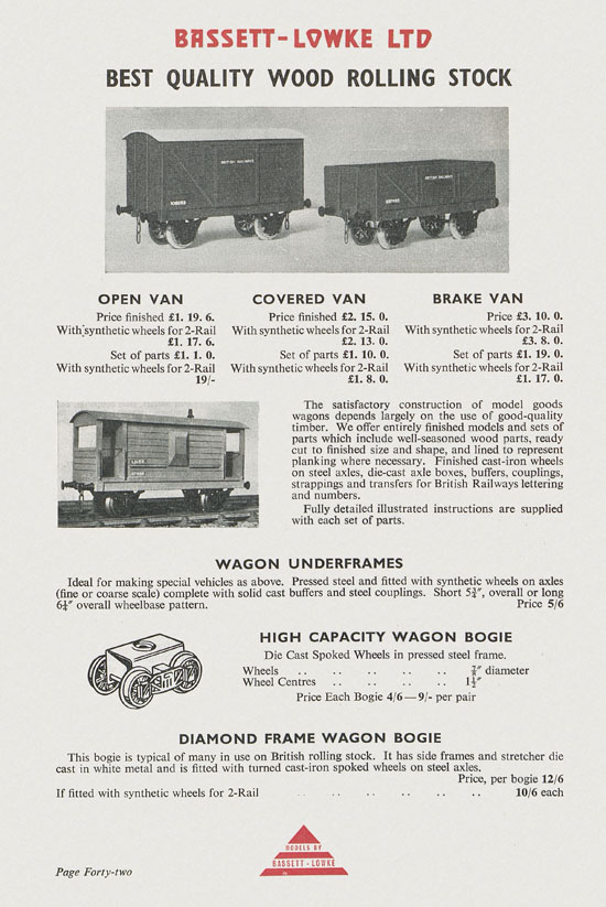 Bassett-Lowke Model Railway and Engineering catalogue 1959