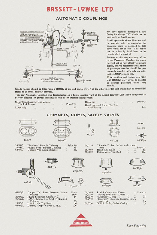 Bassett-Lowke Model Railway and Engineering catalogue 1959