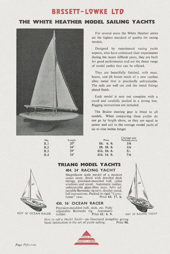 Bassett-Lowke Model Railway and Engineering catalogue 1959