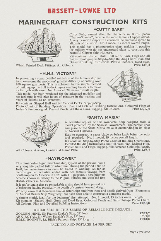 Bassett-Lowke Model Railway and Engineering catalogue 1959