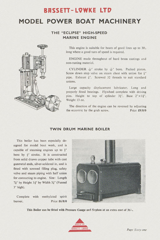 Bassett-Lowke Model Railway and Engineering catalogue 1959