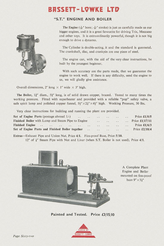 Bassett-Lowke Model Railway and Engineering catalogue 1959