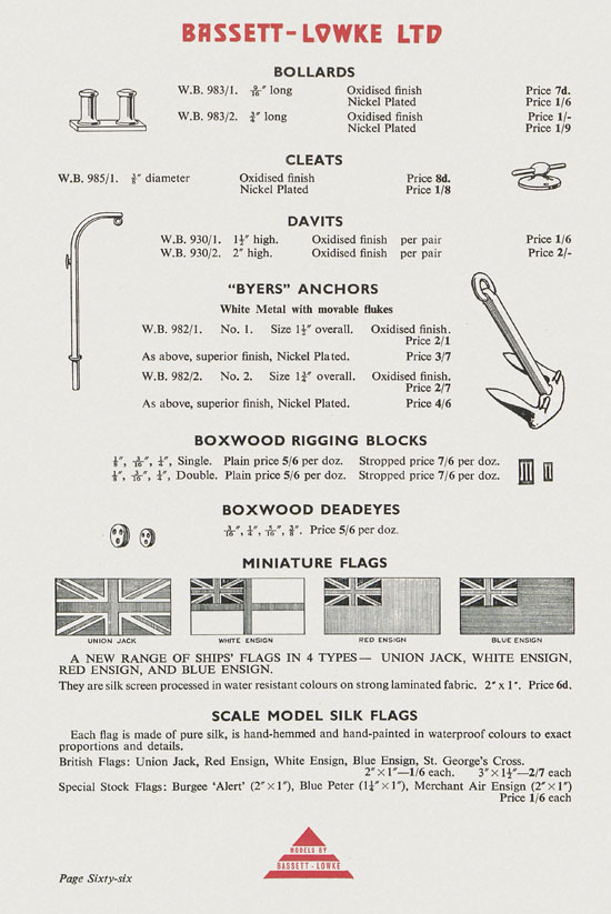 Bassett-Lowke Model Railway and Engineering catalogue 1959