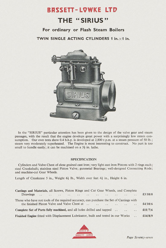 Bassett-Lowke Model Railway and Engineering catalogue 1959