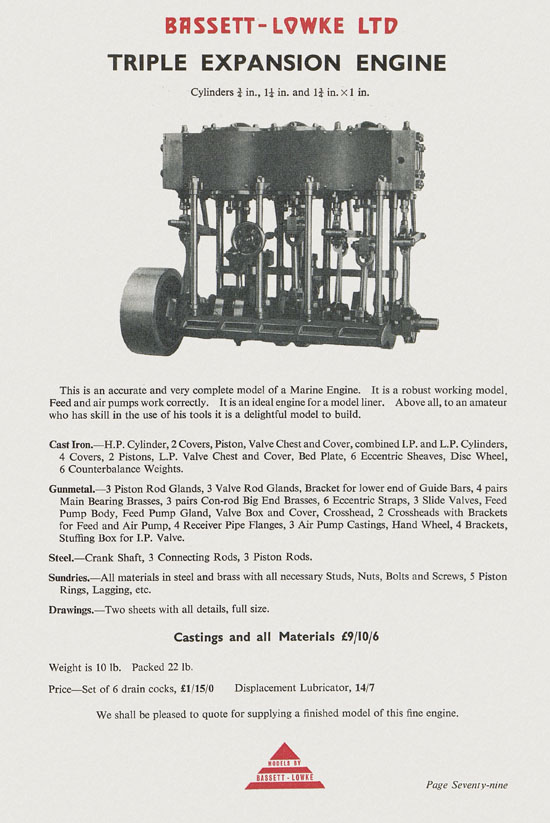 Bassett-Lowke Model Railway and Engineering catalogue 1959