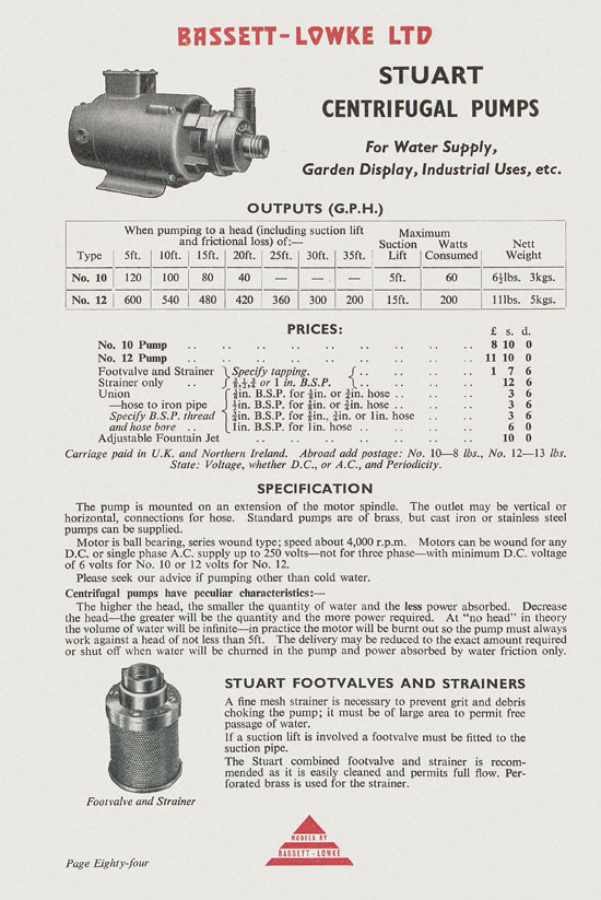 Bassett-Lowke Model Railway and Engineering catalogue 1959