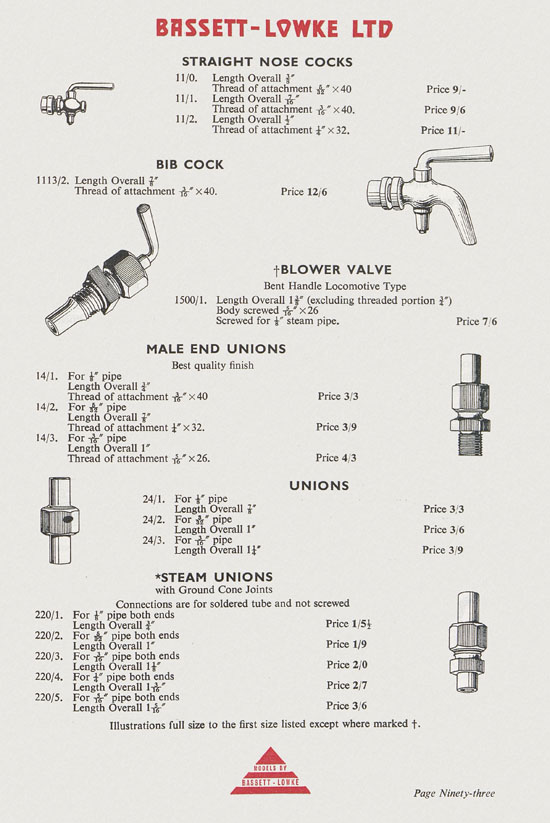 Bassett-Lowke Model Railway and Engineering catalogue 1959