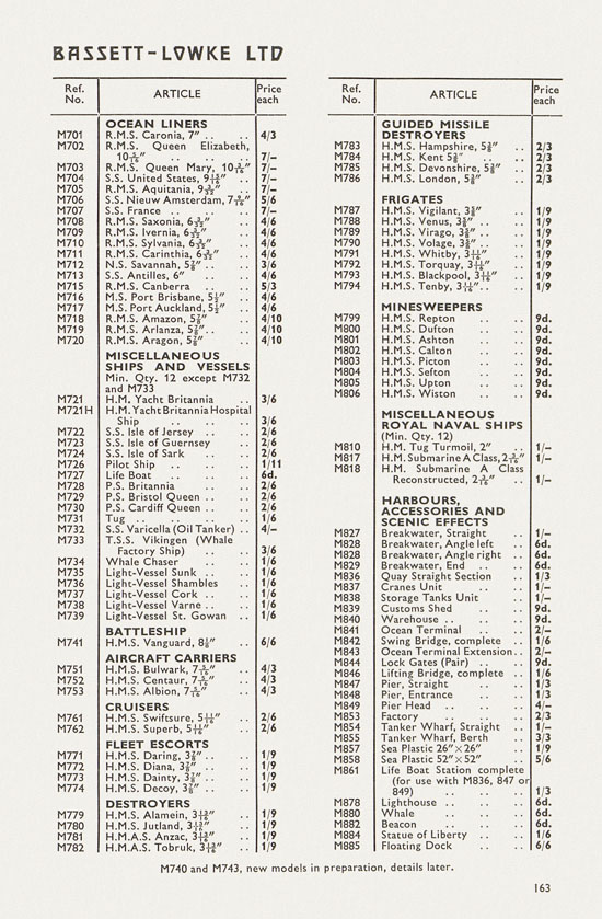 Bassett-Lowke catalogue 1962