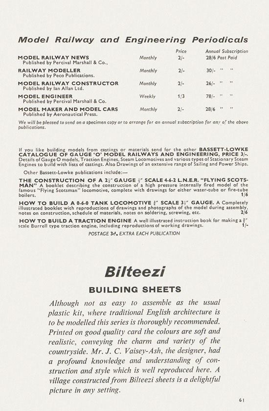 Bassett-Lowke catalogue 1962