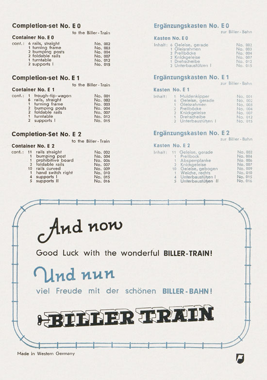 Biller-Bahn Katalog 1956