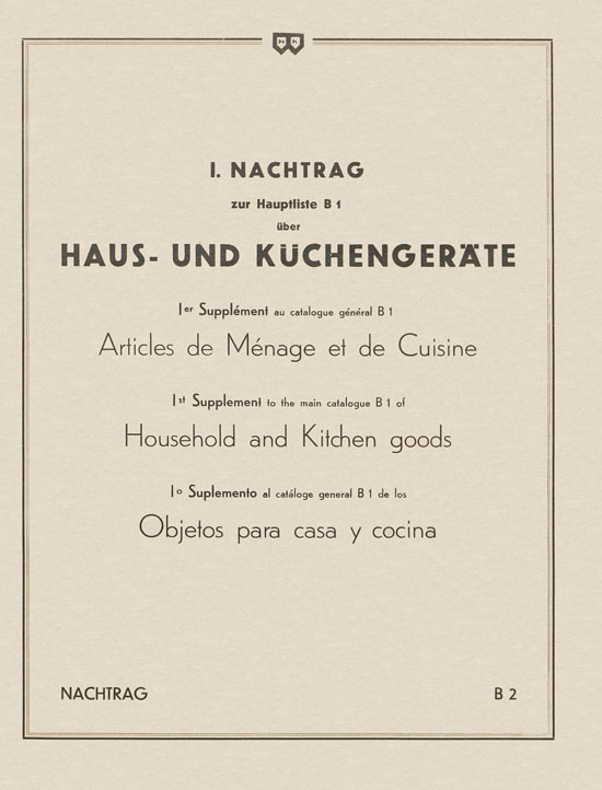 Bing Hausgeräte Küchengeräte 1936