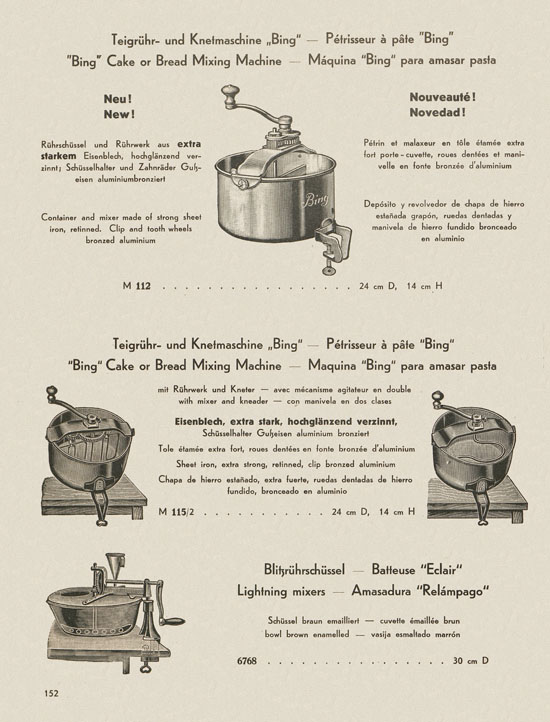 Bing Hausgeräte Küchengeräte 1936