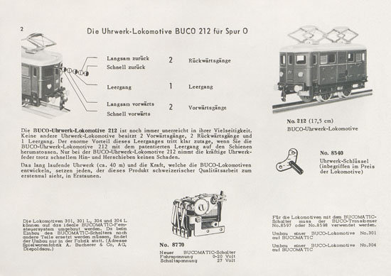 BUCO Spur 0 Katalog 1956-1957