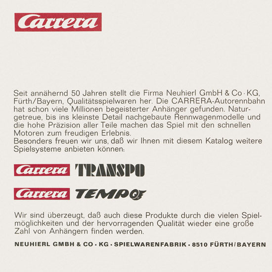 Seite 2 Carrera Katalog 1971-1972