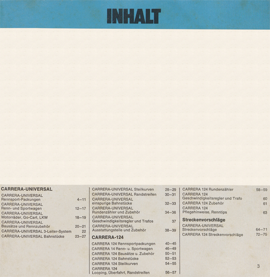 Seite 3 Carrera Autorennbahn Katalog 1975-1976