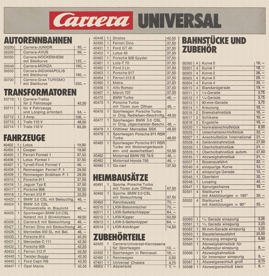 Seite 78 Carrera Autorennbahn Katalog 1975-1976