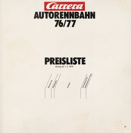 Carrera Autorennbahn Katalog 1976-1977