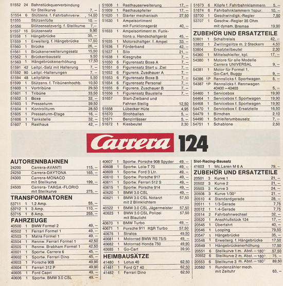 Carrera Autorennbahn Katalog 1976-1977