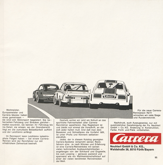 Carrera Autorennbahn Katalog 1976-1977