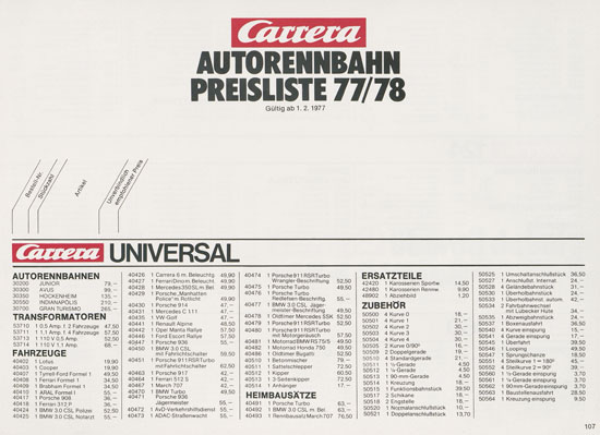 Carrera Katalog 1977-1978