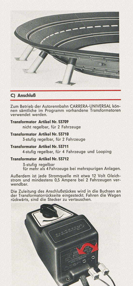 Carrera Universal Betriebs- und Montageanleitung um 1970