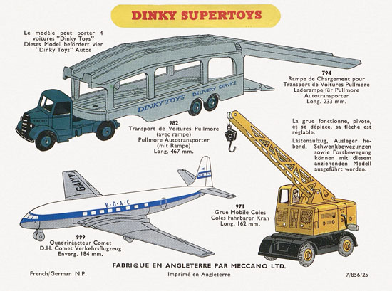 Dinky Toys Katalog 1956, Dinky Supertoys 1956