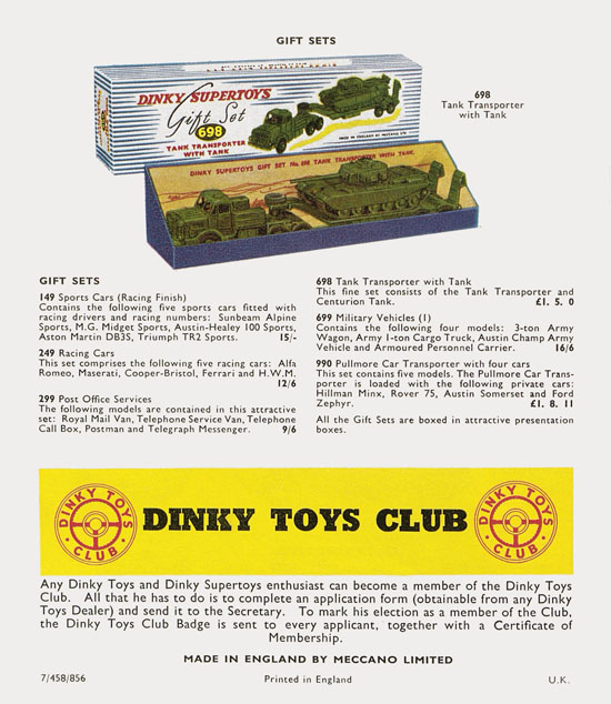 Dinky Toys Katalog 1958, Dinky Supertoys 1958