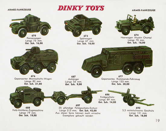 Seite 19 Dinky Toys Katalog Austria ca. 1960