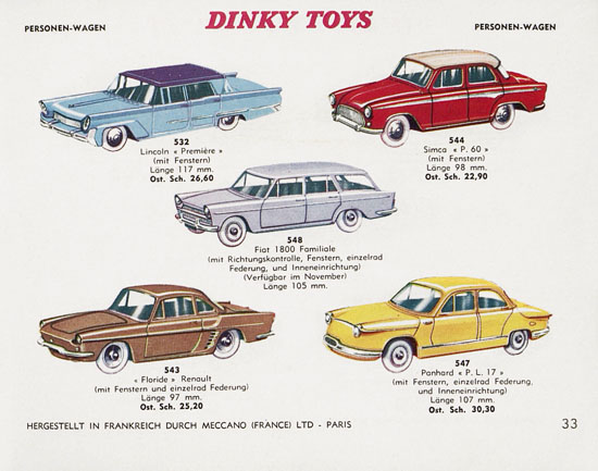 Seite 33 Dinky Toys Katalog Austria ca. 1960