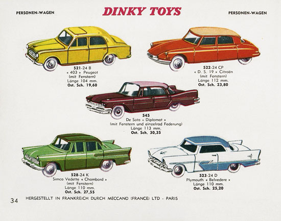 Seite 34 Dinky Toys Katalog Austria ca. 1960