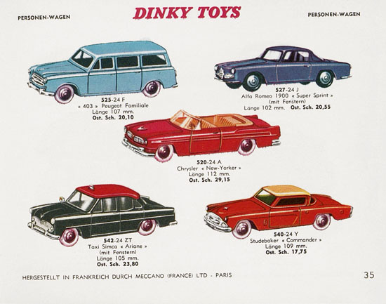 Seite 35 Dinky Toys Katalog Austria ca. 1960