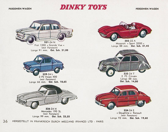 Seite 36 Dinky Toys Katalog Austria ca. 1960
