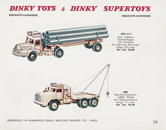 Seite 39 Dinky Toys Katalog Austria ca. 1960