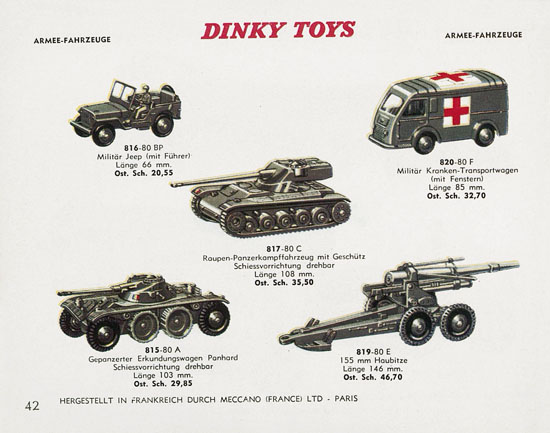 Seite 42 Dinky Toys Katalog Austria ca. 1960