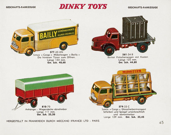 Seite 45 Dinky Toys Katalog Austria ca. 1960