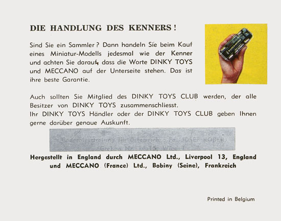 Dinky Toys Katalog Austria ca. 1960