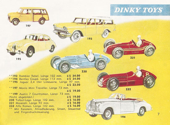 Seite 7 Dinky Toys Katalog Austria 1961