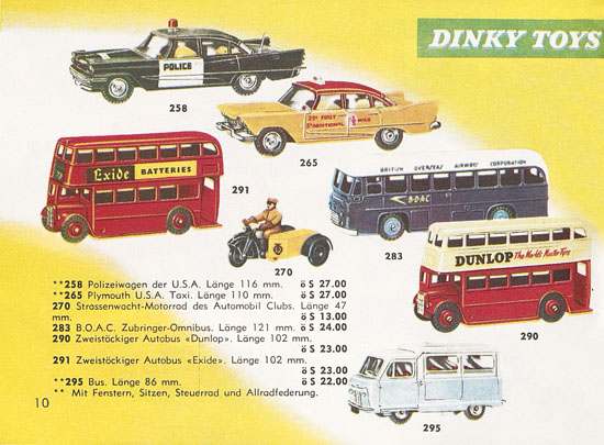 Seite 10 Dinky Toys Katalog Austria 1961