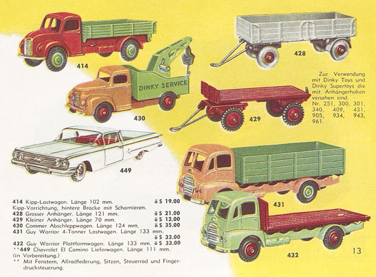 Seite 13 Dinky Toys Katalog Austria 1961