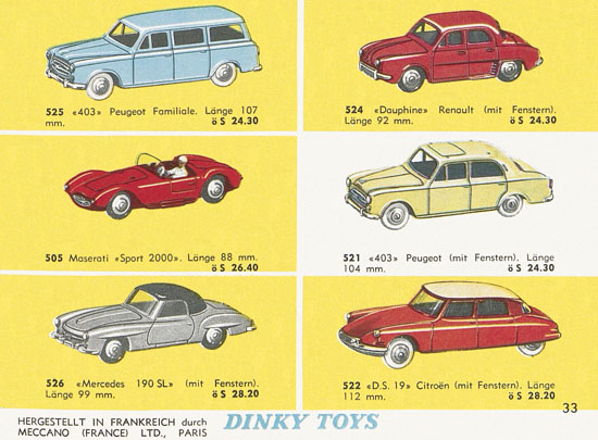 Seite 33 Dinky Toys Katalog Austria 1961