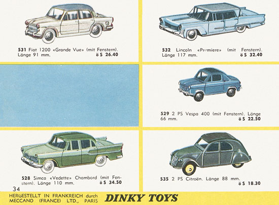 Seite 34 Dinky Toys Katalog Austria 1961