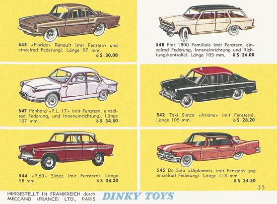 Seite 35 Dinky Toys Katalog Austria 1961
