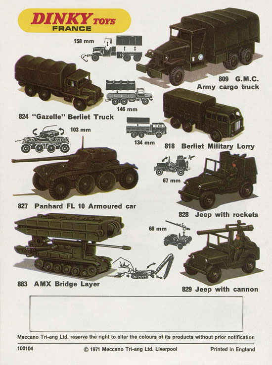 Dinky Toys catalogue No. 7 1971