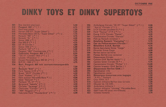 Dinky Toys Nouveautès 1965-1966