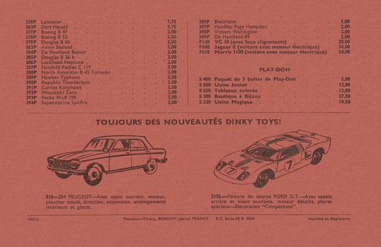 Dinky Toys Nouveautès 1965-1966